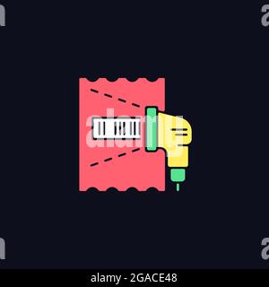 Lottery ticket scanner RGB color icon for dark theme Stock Vector