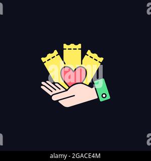 Charitable lottery game RGB color icon for dark theme Stock Vector