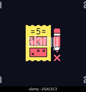 Five digit lottery game RGB color icon for dark theme Stock Vector