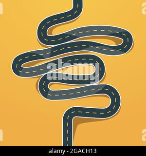 Winding highway road from top view. Flat vector illustration isolated ...