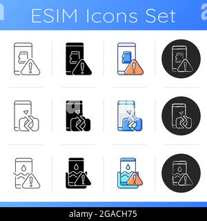 Mobile phone technical issues icons set Stock Vector