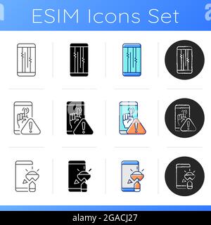 Cellphone recovery related icons set Stock Vector