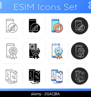 Smartphone breakdowns icons set Stock Vector