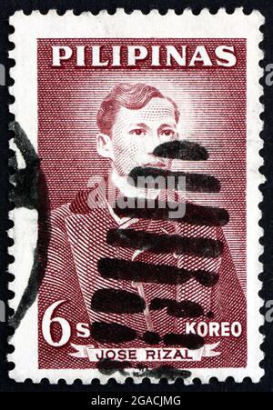 PHILIPPINES - CIRCA 1962: a stamp printed in Philippines shows Jose Rizal, Portrait, National Hero, Nationalist and Reformist, circa 1962 Stock Photo