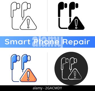 Broken earphones icon Stock Vector