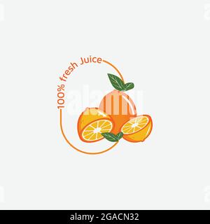 orange fruit fresh circle leaf minimalist logo design icon vector Stock Vector