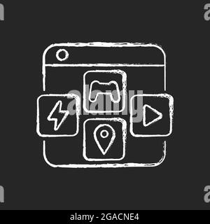 App distribution platforms chalk white icon on dark background. Applications for mobile devices. Promoting app usage. Distributing to global audience. Stock Vector