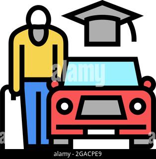driving lessons for seniors color icon vector illustration Stock Vector