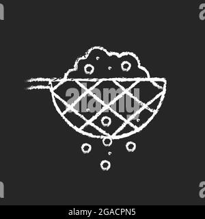 Sift cooking ingredient chalk white icon on dark background Stock Vector