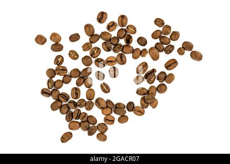 сoffee beans on white background. close-up of сoffee beans top view Stock Photo