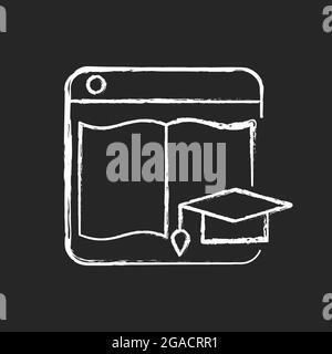 Learning platforms chalk white icon on dark background. Website for students and teachers. Online courses. E-learning. Enhance educational management. Stock Vector