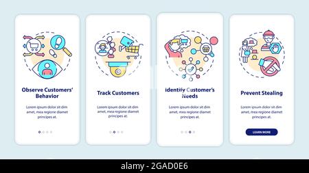 Shopping security systems onboarding mobile app page screen Stock Vector
