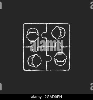Team building chalk white icon on dark background Stock Vector