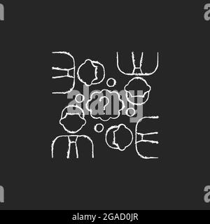 Collective thinking chalk white icon on dark background Stock Vector