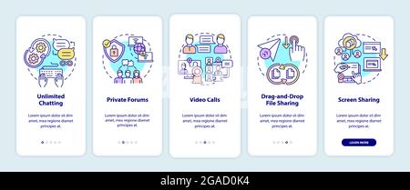 Business messaging option onboarding mobile app page screen Stock Vector