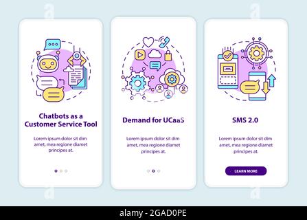 Messaging software trend onboarding mobile app page screen Stock Vector
