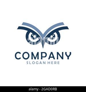 owl eye abstract book logo icon flat vector concept design Stock Vector