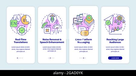 IM advanced feature onboarding mobile app page screen Stock Vector