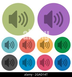 Volume darker flat icons on color round background Stock Vector