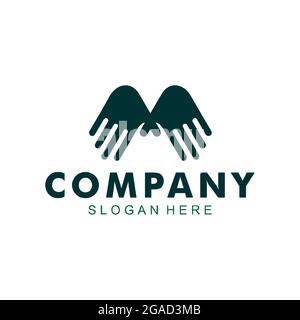 abstract wing hand logo icon flat vector concept design Stock Vector
