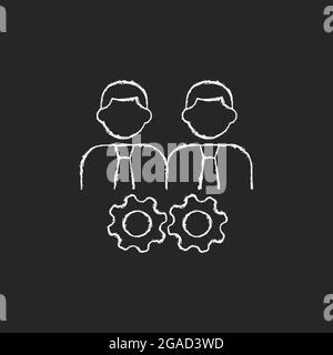 Collaboration chalk white icon on dark background Stock Vector