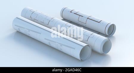 architecture plan isolated on white background 3d illustration Stock ...