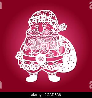 Laser cutting template. Santa Claus. Vector Stock Vector