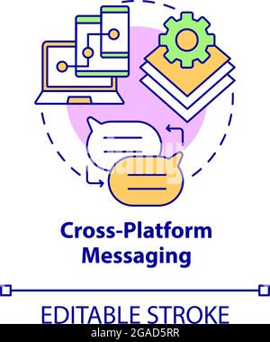 Cross platform messaging concept icon. Synchronization between devices. Messaging software abstract idea thin line illustration. Vector isolated outli Stock Vector
