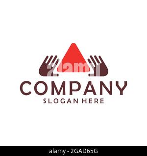 red triangle hand logo icon flat vector concept design Stock Vector
