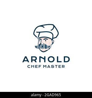 Retro Chef / Restaurant logo design inspiration vector icon illustration Stock Vector