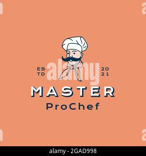 Retro Chef / Restaurant logo design inspiration vector icon illustration Stock Vector