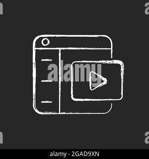 Video platforms chalk white icon on dark background Stock Vector