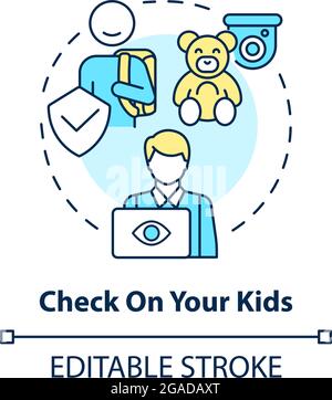 Check on your kids concept icon Stock Vector