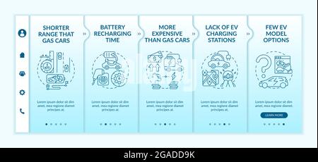 Electric vehicles range onboarding vector template. Stock Vector
