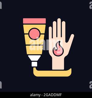 Ointment for burns RGB color icon for dark theme Stock Vector