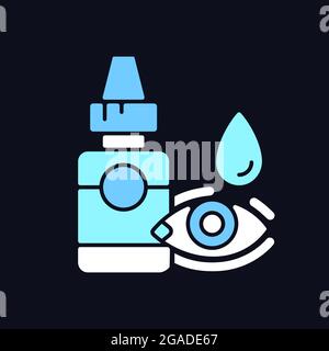 Eye drops RGB color icon for dark theme Stock Vector