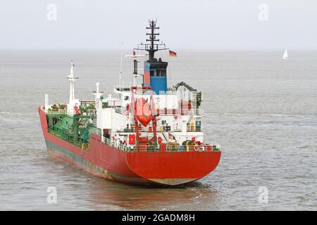 tanker ship on river elbe Stock Photo