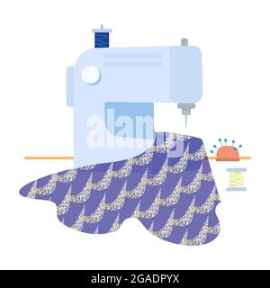 Machine for sewing clothes and embroidery. Vector illustration Stock Vector