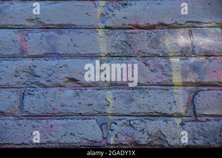 Detail of a blue wall of bricks. Stock Photo