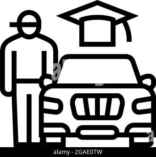 driving Lessons for teens line icon vector illustration Stock Vector