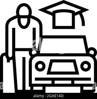 driving lessons for seniors line icon vector illustration Stock Vector