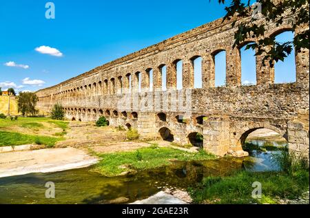 San Lazaro aqueduct in Merida, Spain Stock Photo