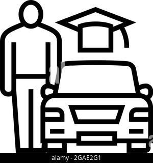 driving lessons for adults line icon vector illustration Stock Vector