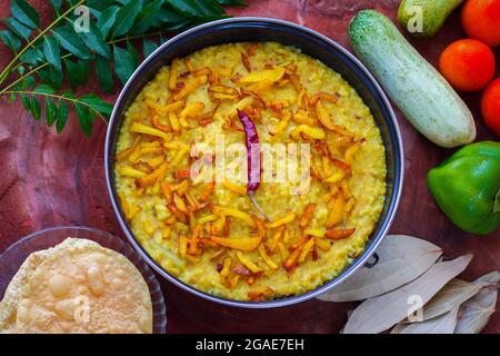 famous Indian delicious food khichdi is ready to serve. Stock Photo