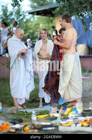 Hare Krishna Monks on Street in Prague. Editorial Image - Image of