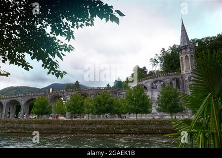 Basilica of the Immaculate Conception in Lourdes, France Stock Photo