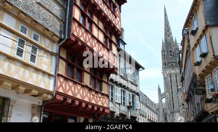ancient houses in quimper in brittany in france Stock Photo