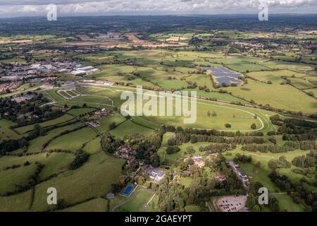 Aerial Drone View Of Uttoxeter Racecourse Horse Racing Course Staffordshire England Stock Photo