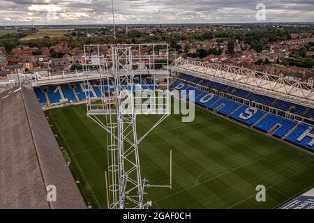 Aerial View of The POSH Peterborough Football Club Stadium Drone Weston ...