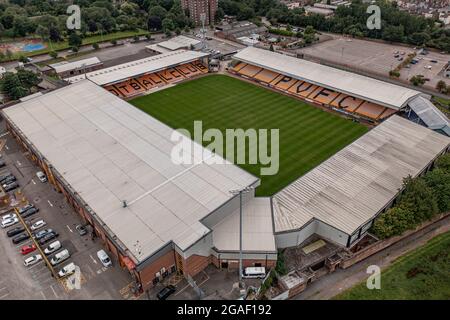 Aerial View Of Vale Park, Home Of Port Vale Football Clube  Supported by Robbie Williams Drone Stock Photo